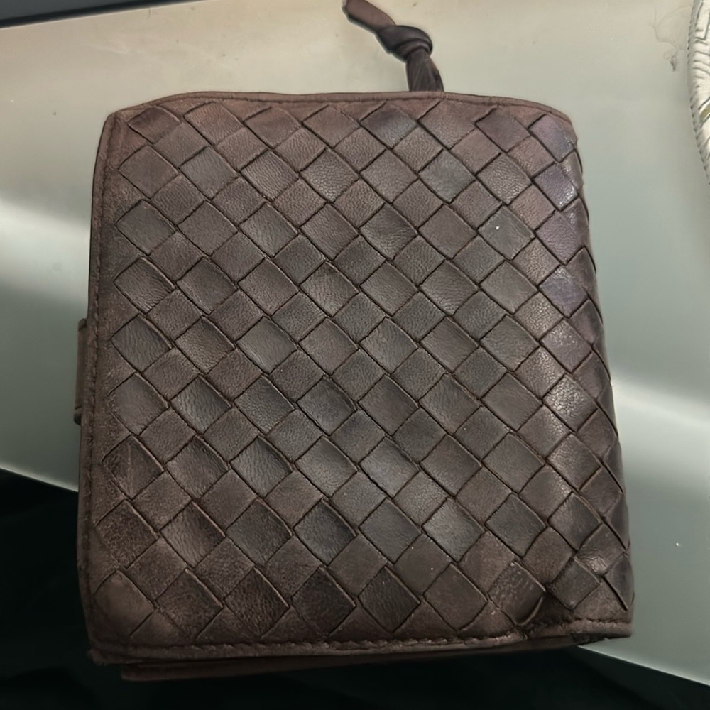 Bottega Veneta Brown Intrecciato Zip-Around Wallet with Tassel